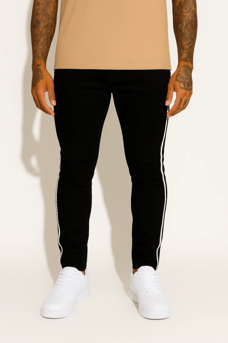 Striped Black Denim