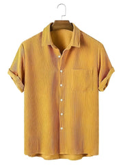 Men's Corduroy Short Sleeve Button Down Shirt - Modern Icon